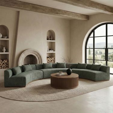 Avanti 221.25 Inch Chenille Fabric Upholstered 3-Piece Modular Sectional In Olive