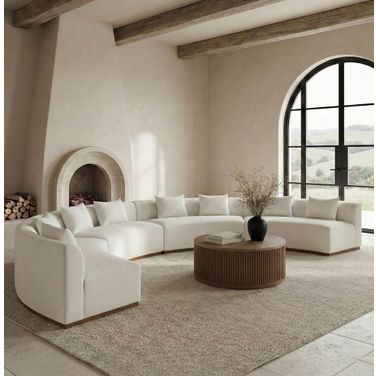 Avanti 225.25 Inch Chenille Fabric Upholstered 4-Piece Modular Sectional In Cream