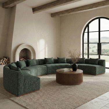 Avanti 225.25 Inch Chenille Fabric Upholstered 4-Piece Modular Sectional In Olive