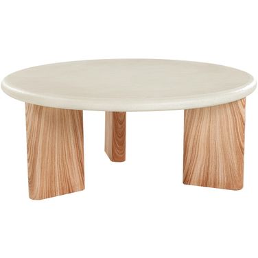 Avaya Concrete and Fiberglass Indoor/Outdoor Coffee Table In Cream and Natural