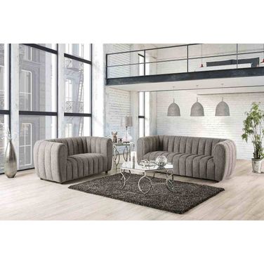 Aversa Living Room Set In Charcoal Gray