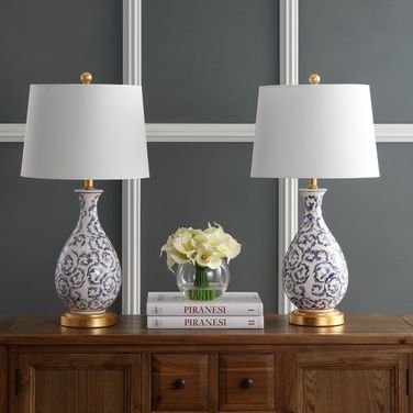 Avi Blue and White Table Lamp Set of 2