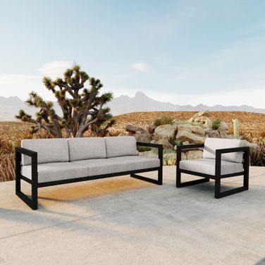 Avion 2 Piece Sofa Set In Cast Silver and Black