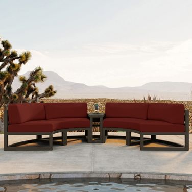 Avion 3 Piece Curve Sectional Set In Canvas Henna and Slate