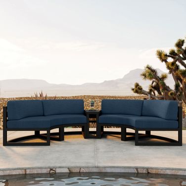 Avion 3 Piece Curve Sectional Set In Spectrum Indigo and Black