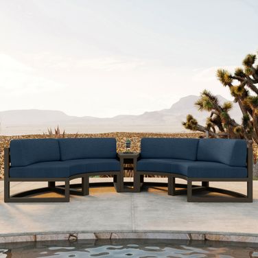 Avion 3 Piece Curve Sectional Set In Spectrum Indigo and Slate