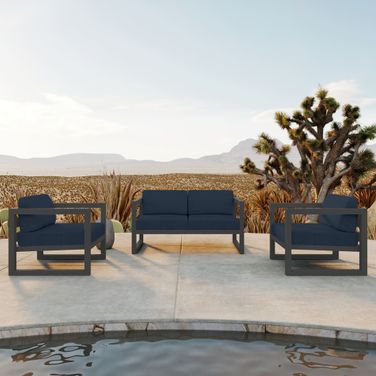 Avion 3 Piece Loveseat Set In Spectrum Indigo and Slate