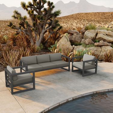 Avion 3 Piece Sofa Set In Canvas Charcoal and Slate