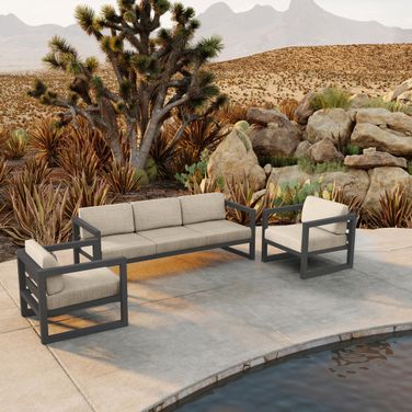 Avion 3 Piece Sofa Set In Canvas Flax and Slate