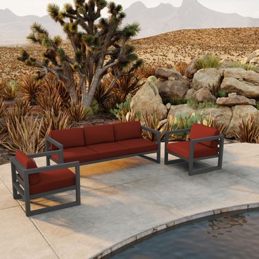 Avion 3 Piece Sofa Set In Canvas Henna and Slate