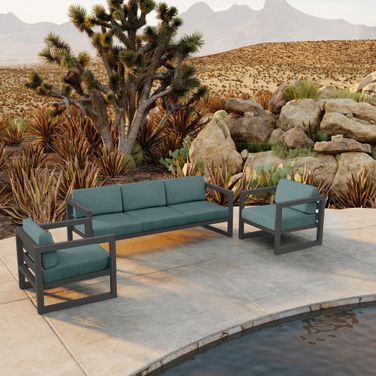Avion 3 Piece Sofa Set In Cast Lagoon and Slate