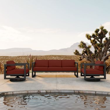 Avion 3 Piece Sofa Set with Swivel In Canvas Henna and Slate