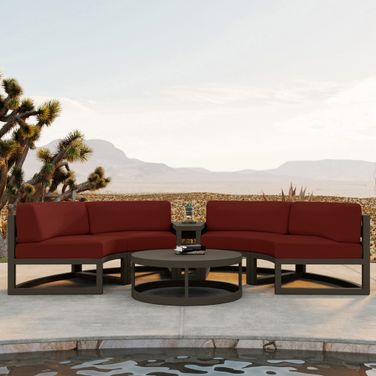 Avion 4 Piece Curve Sectional Set In Canvas Henna and Slate
