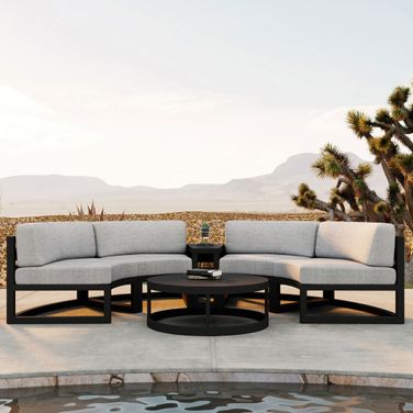 Avion 4 Piece Curve Sectional Set In Cast Silver and Black