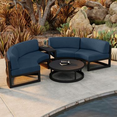 Avion 4 Piece Curve Sectional Set In Spectrum Indigo and Black