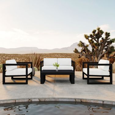 Avion 4 Piece Loveseat Set In Canvas Natural and Black