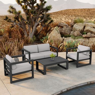 Avion 4 Piece Loveseat Set In Canvas Natural and Slate
