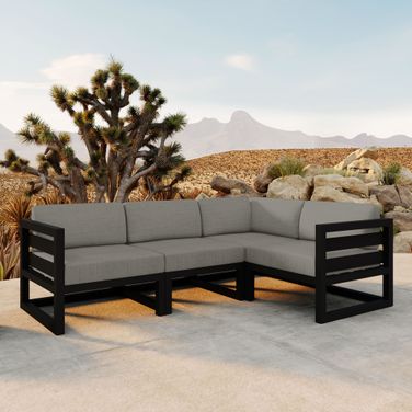 Avion 4 Piece Sectional Set In Canvas Charcoal and Black