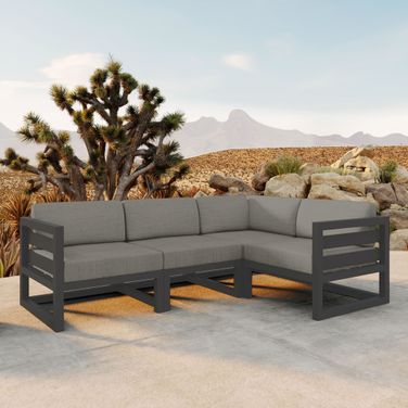 Avion 4 Piece Sectional Set In Canvas Charcoal and Slate