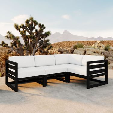 Avion 4 Piece Sectional Set In Canvas Natural and Black