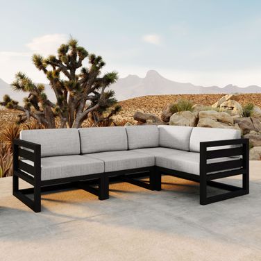 Avion 4 Piece Sectional Set In Cast Silver and Black