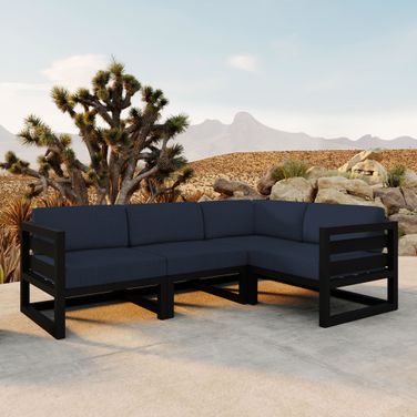 Avion 4 Piece Sectional Set In Spectrum Indigo and Black