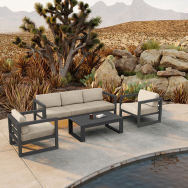 Avion 4 Piece Sofa Set In Canvas Flax and Slate