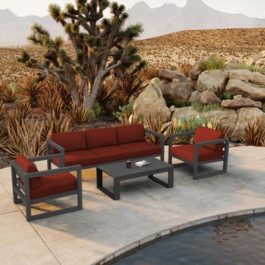 Avion 4 Piece Sofa Set In Canvas Henna and Slate