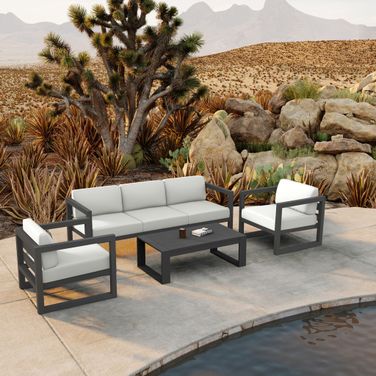 Avion 4 Piece Sofa Set In Canvas Natural and Slate