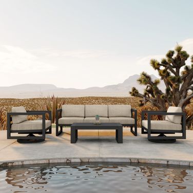 Avion 4 Piece Sofa Set with Swivel In Canvas Flax and Slate