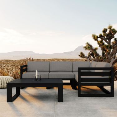 Avion 5 Piece Sectional Set In Canvas Charcoal and Black