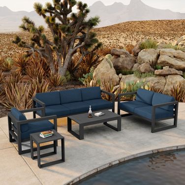 Avion 5 Piece Sofa Set In Spectrum Indigo and Slate