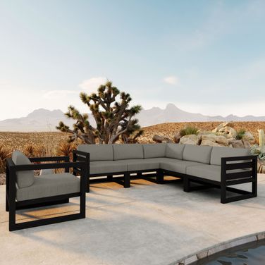 Avion 6 Piece Sectional Set In Canvas Charcoal and Black