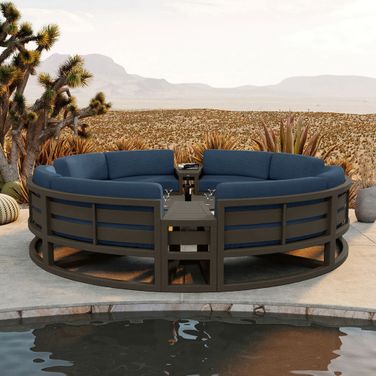 Avion 7 Piece Curve Sectional Set In Spectrum Indigo and Slate