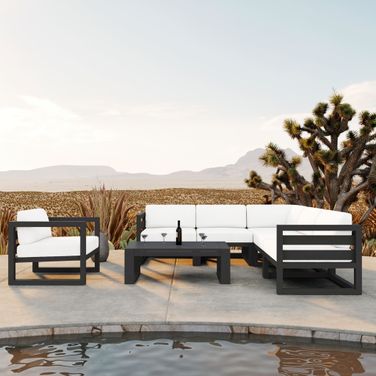 Avion 7 Piece Sectional Set In Canvas Natural and Slate