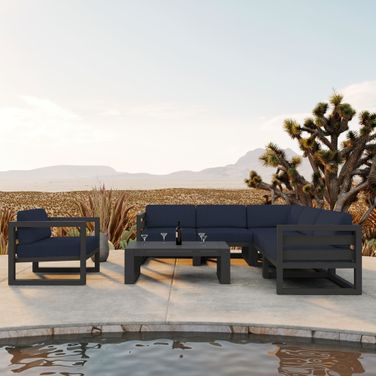 Avion 7 Piece Sectional Set In Spectrum Indigo and Slate