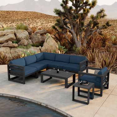 Avion 8 Piece Sectional Set In Spectrum Indigo and Slate