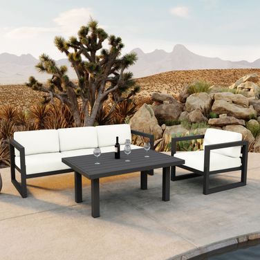 Avion Classic 3 Piece Sofa Set In Canvas Natural and Slate