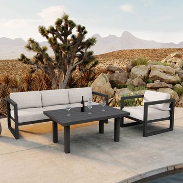 Avion Classic 3 Piece Sofa Set In Cast Silver and Slate