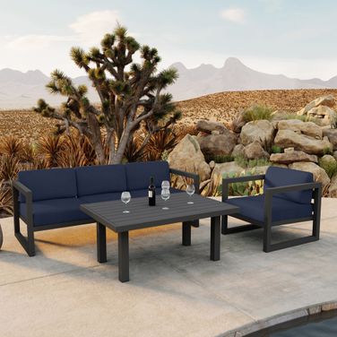 Avion Classic 3 Piece Sofa Set In Spectrum Indigo and Slate