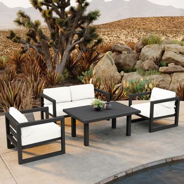Avion Classic 4 Piece Sofa Set In Canvas Natural and Slate