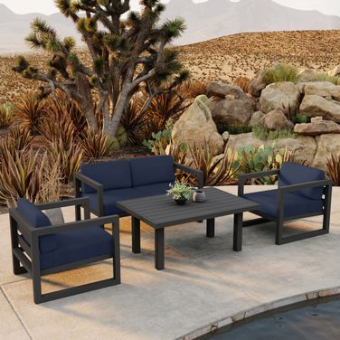Avion Classic 4 Piece Sofa Set In Spectrum Indigo and Slate