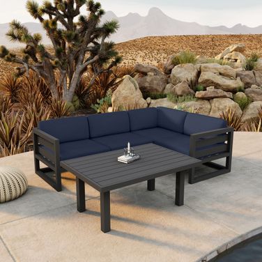 Avion Classic 5 Piece Sectional Set In Spectrum Indigo and Slate