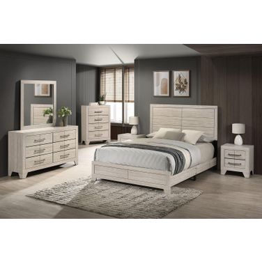 Axel MDF Solid Wood Panel Bedroom Set in Rustic Gray Oak