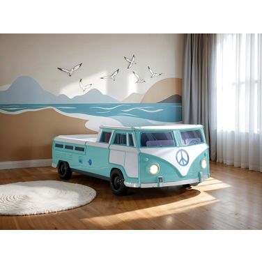 Axel Peace Bus Twin Bed In Teal