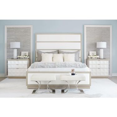 Axiom Panel Bedroom Set with Inset Upholstered Panels Bed