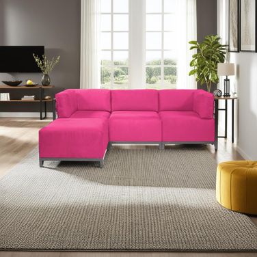 Axis 4 Piece Sectional Regency Titanium Frame In Fuchsia