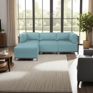 Axis 4 Piece Sectional Sterling Titanium Frame In Breeze