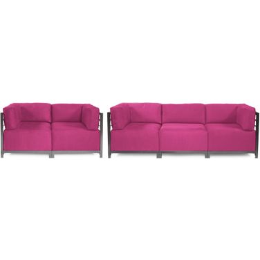 Axis Regency Titanium Frame Living Room Set In Fuchsia