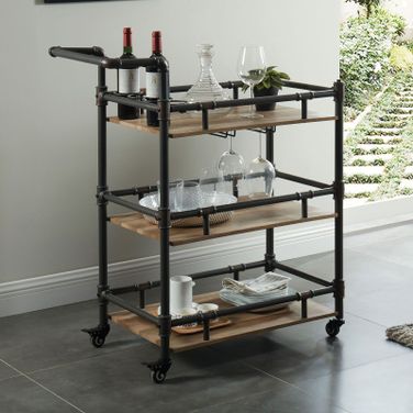 Aylmer Sand Black and Natural Serving Cart